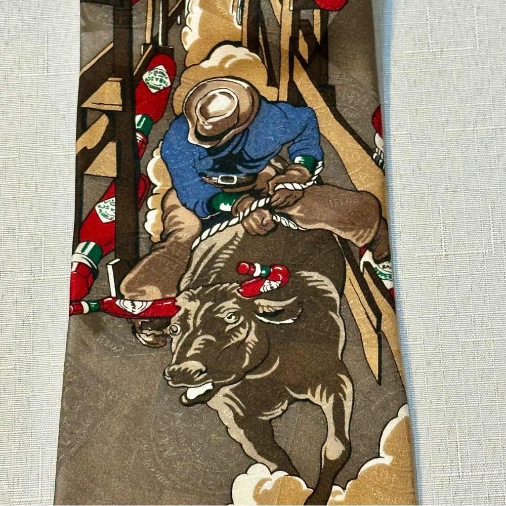 Tabasco Rodeo Bull Riding Silk Tie Novelty